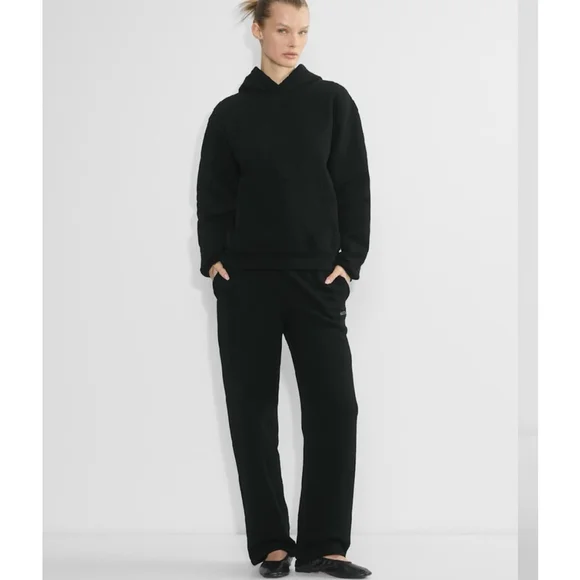 Aritzia Sweatfleece Cozy Fleece Sweatpants Boyfriend Fit Straight Leg Black XS - Picture 3 of 17